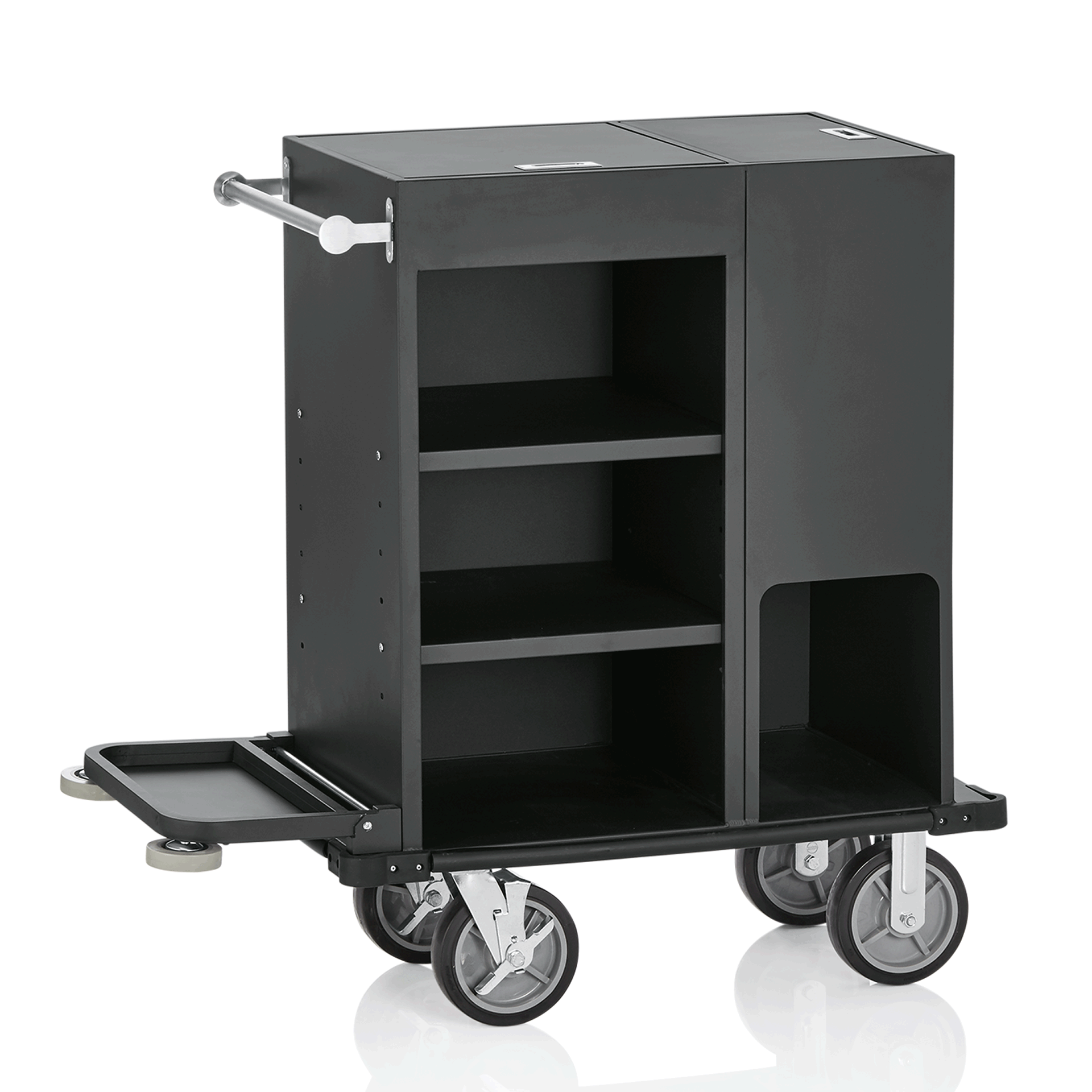 Was Room Service Trolley, Black Aluminium, 930×505×1170 mm