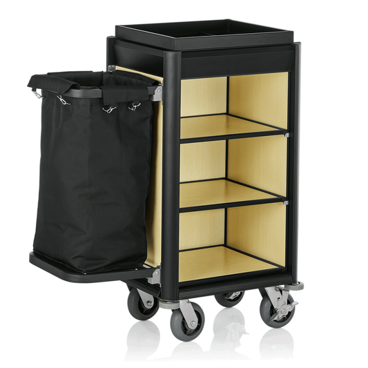 Was Room Service Trolley Isabella, Black Edges, Light Wood, 950 mm