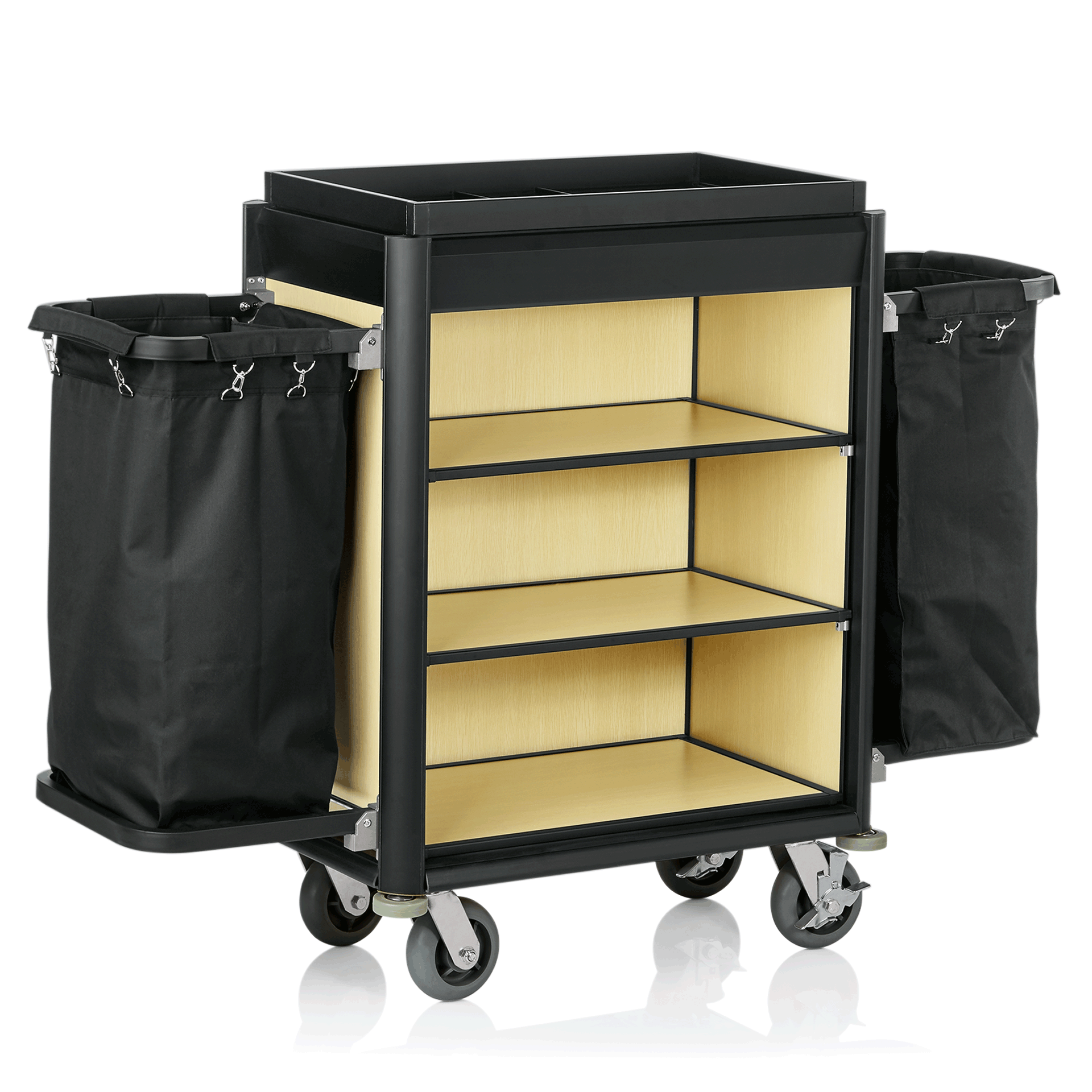 Was Room Service Trolley Isabella, Black Edges, Light Wood, 1550 mm
