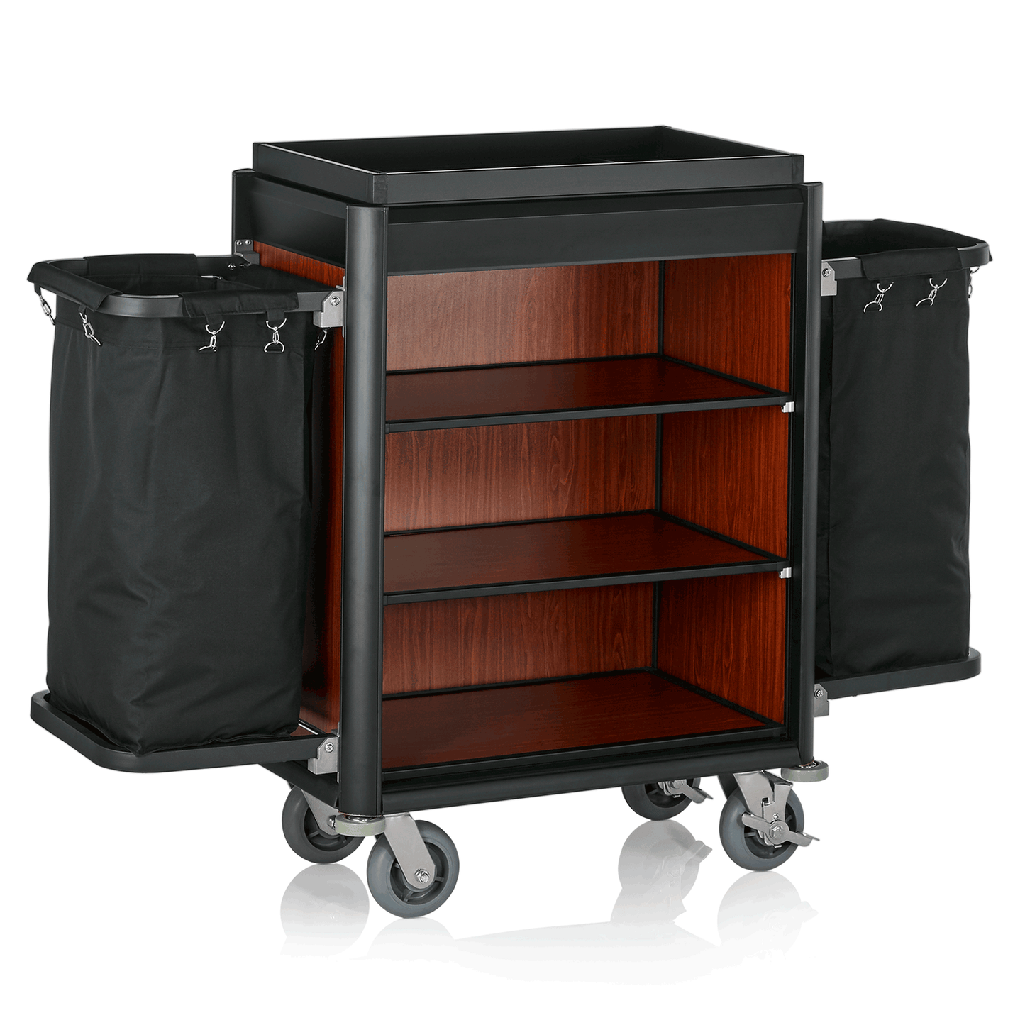 Was Room Service Trolley Isabella, Black Edges, Dark Wood, 1550 mm