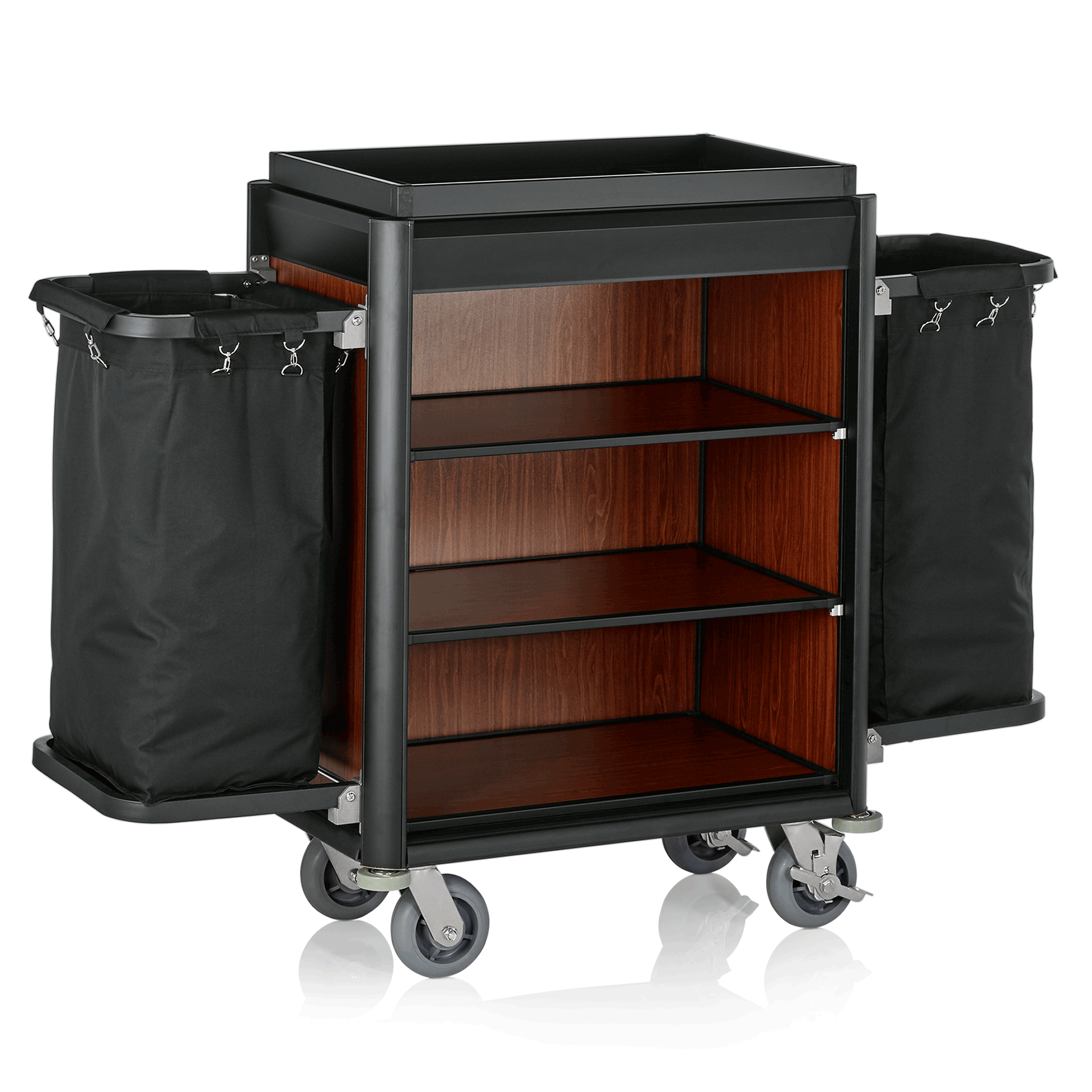 Was Room Service Trolley Isabella, Black Edges, Dark Wood, 1550 mm