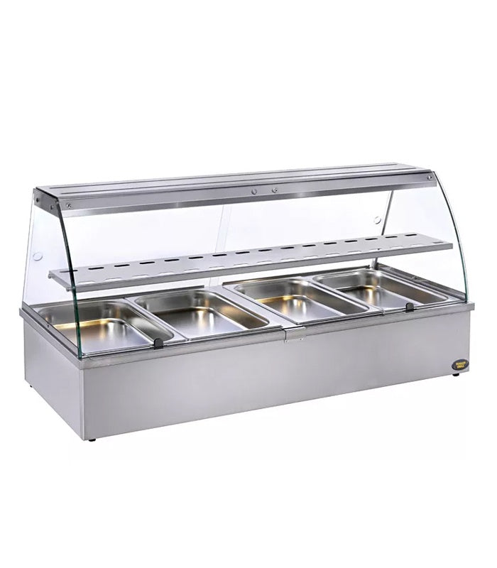 Heated Bain-Marie Display Showcase, 4× GN 1/1, 3.6 kW