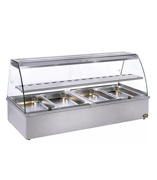 Heated Bain-Marie Display Showcase, 4× GN 1/1, 3.6 kW