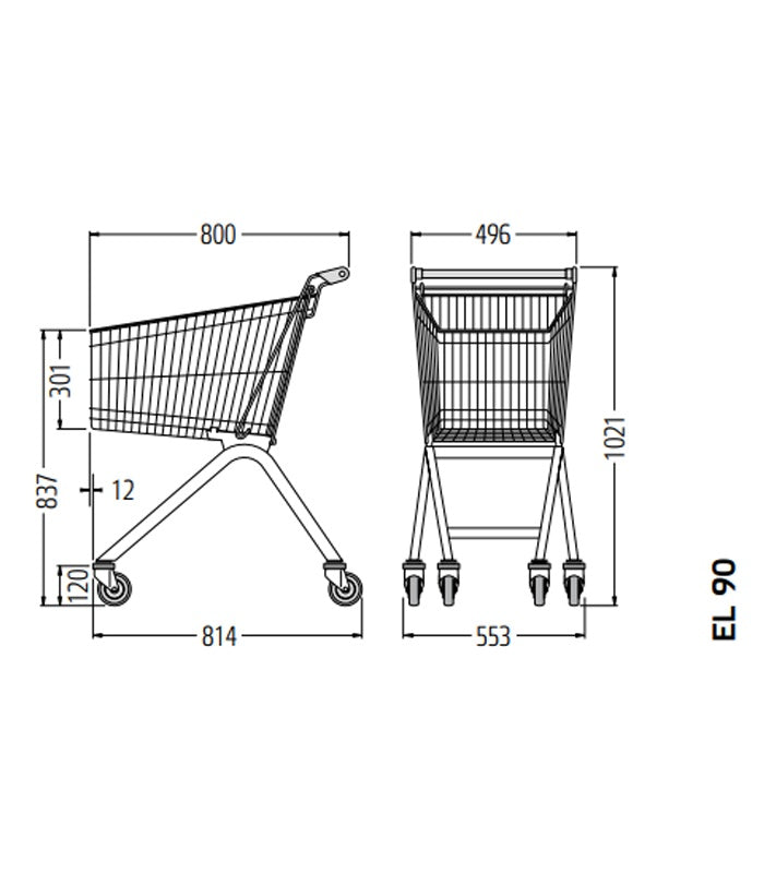 EL Series Shopping Trolley, 90 L, Child Seat