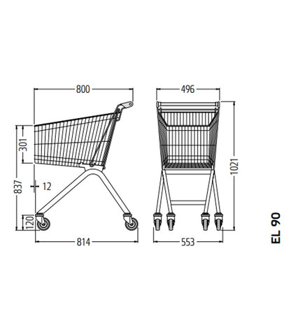 EL Series Shopping Trolley, 90 L, Child Seat