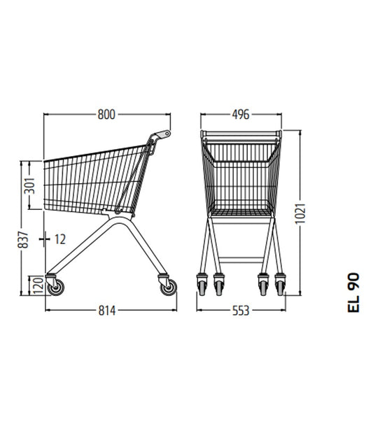 EL Series Shopping Trolley, 90 L, Child Seat