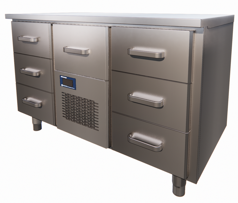 Refrigerated Undercounter Table, 1260mm, 3 Doors