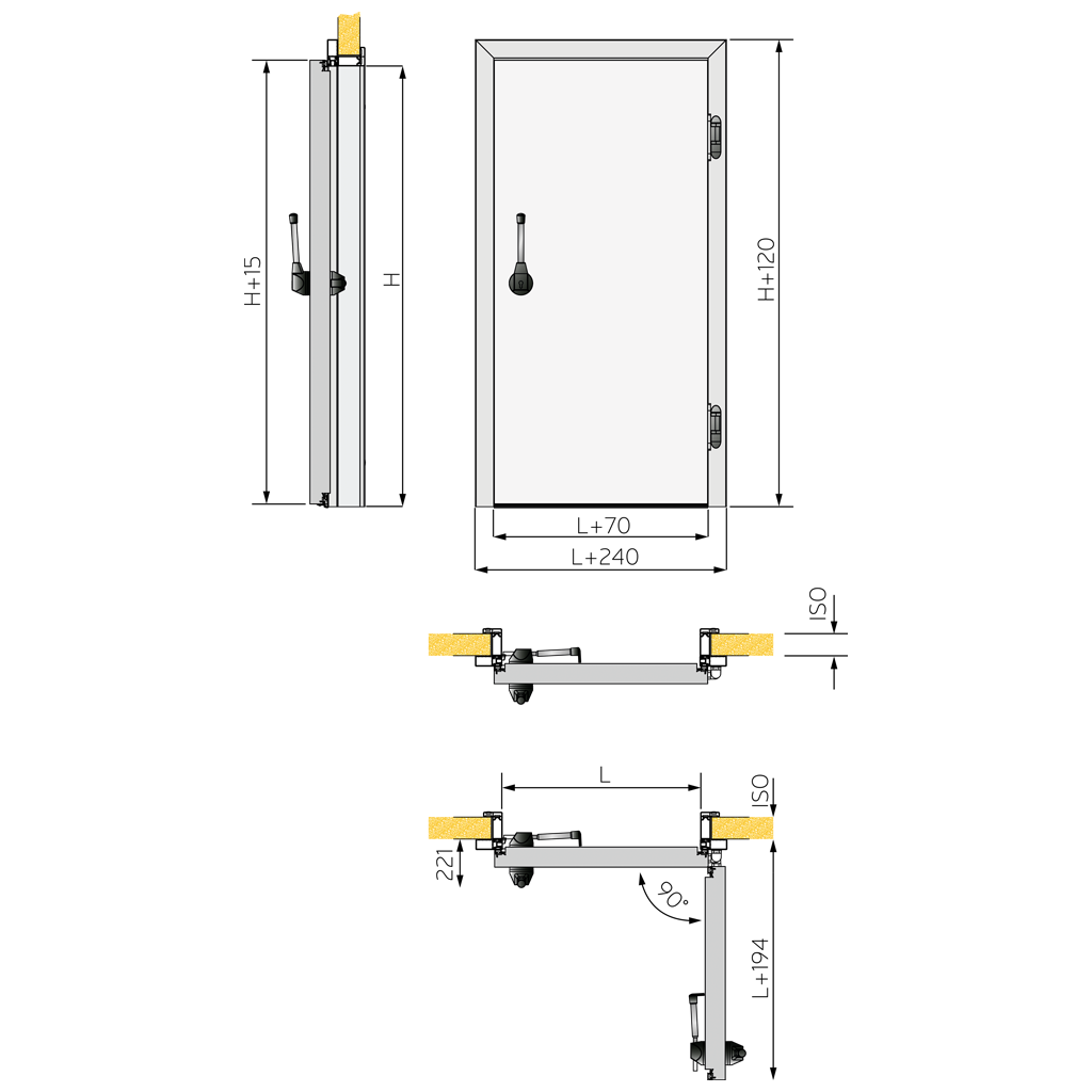 Isothermal Cold Room Hinged Door, Monolithic
