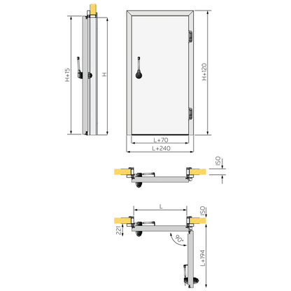 Isothermal Cold Room Hinged Door, Monolithic