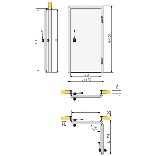 Isothermal Cold Room Hinged Door, Monolithic