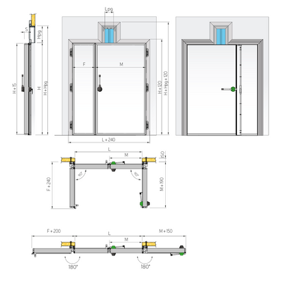 Cold Room Hinged Door, AISI 304, PUR Insulated
