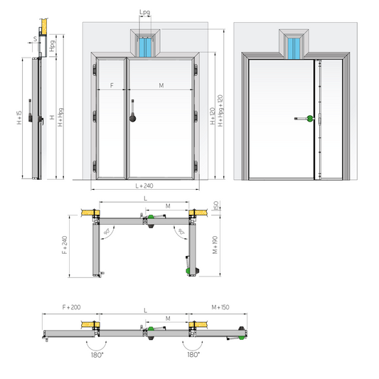 Cold Room Hinged Door, AISI 304, PUR Insulated