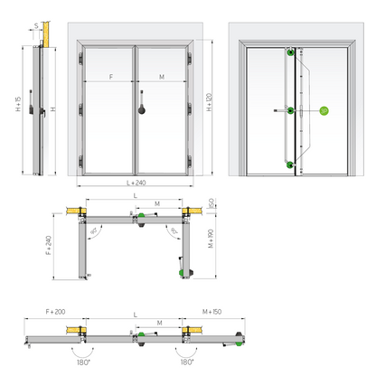 Cold Room Hinged Door, AISI 304, PUR Insulated