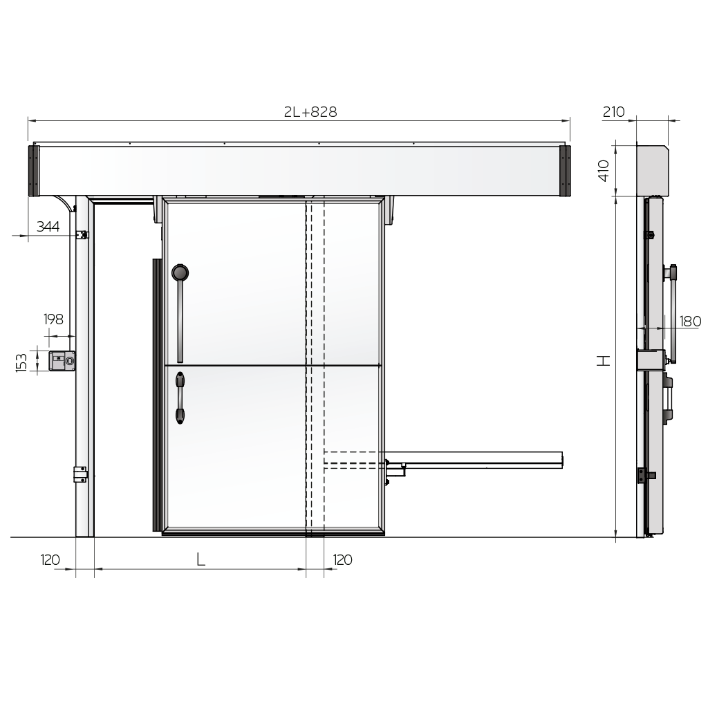 Isothermal Automatic Sliding Door, 220 V, CE