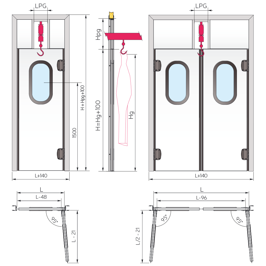 Semi-Insulating Swinging Service Door, 40 mm