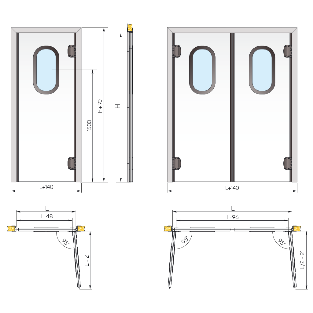 Semi-Insulating Swinging Service Door, 40 mm