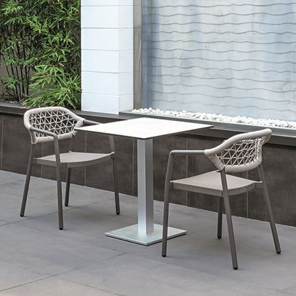 Gaudi Stackable Armchair, Aluminum, Woven Back
