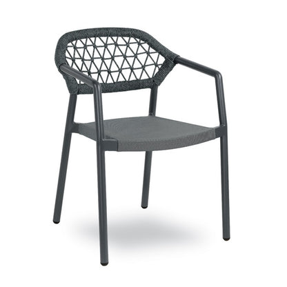 Gaudi Stackable Armchair, Aluminum, Woven Back