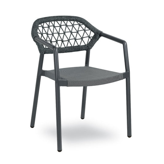 Gaudi Stackable Armchair, Aluminum, Woven Back