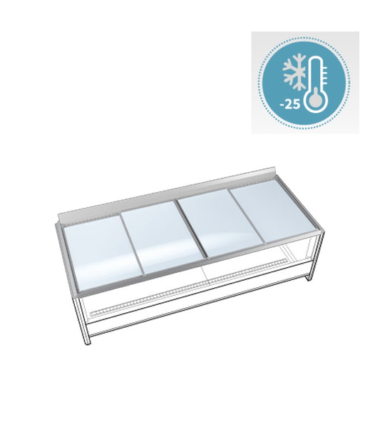 Horizontal Glass Cover, Refrigerated Island, Aluminium