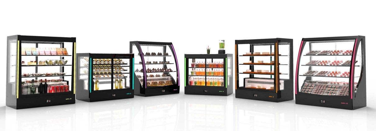Curved Glass Pastry Display Cabinet, 3 Shelves, 4-8°C