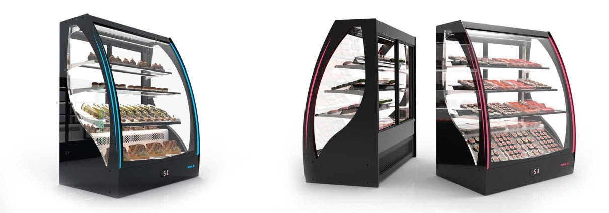 Curved Glass Pastry Display Cabinet, 3 Shelves, 4-8°C