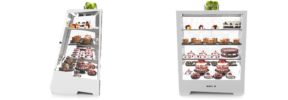 Refrigerated Countertop Showcase, 3 Glass Shelves, LED