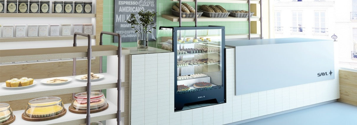 Refrigerated Countertop Showcase, 3 Glass Shelves, LED