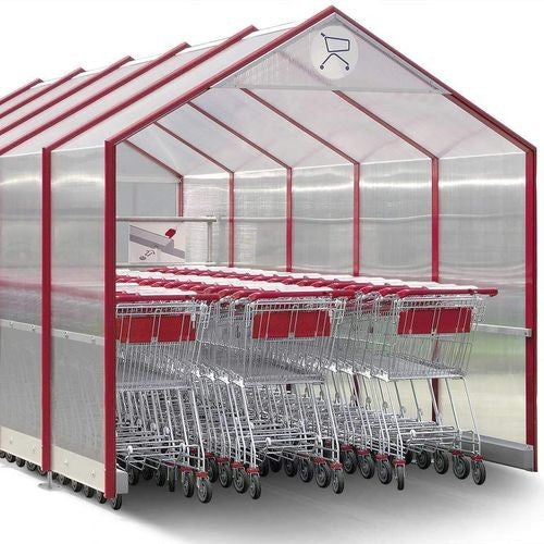 Shopping Trolley Shelter, 3-Row, Gabled Roof