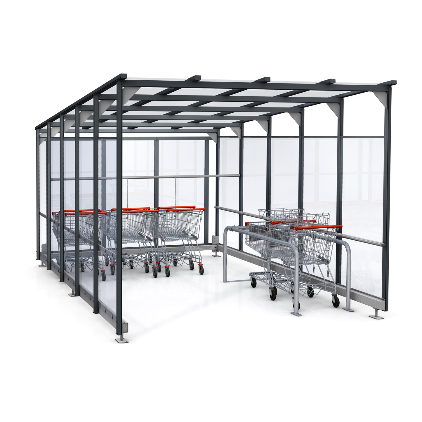 Alpha Trolley Shelter, Pitched Roof, 3–6 Row