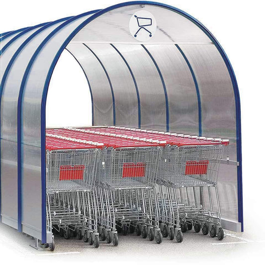 Outdoor Trolley Shelter, 3-Row, Aluminium & Polycarbonate