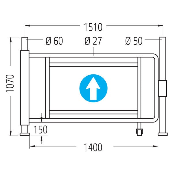 Mechanical Pallet Passage Gate, Steel, Chrome