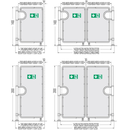 Swing-Arm Exit Gate, 1400/2000 mm, 754–2220 mm Wide