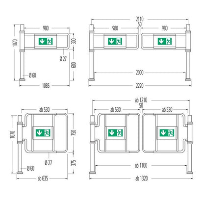 Swing Exit Gate, Anti-Panic, Chrome Steel