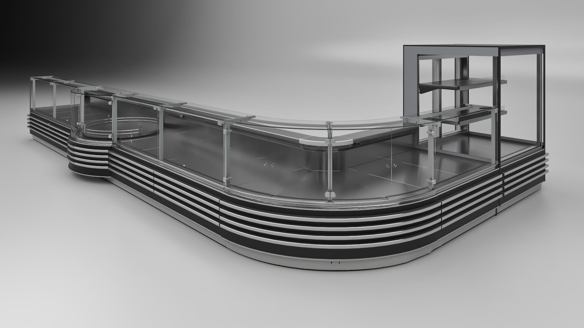 Admiral Serve-Over Counter, LED, Panoramic Glass