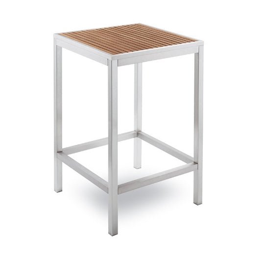 Bavaria Outdoor Bar Table, 75x75 cm, Teak/Inoxlook