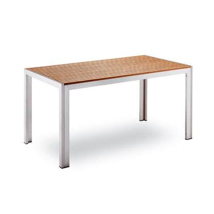 Bavaria Outdoor Dining Table, 150×80 cm, Teak/Inoxlook