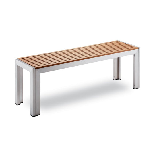 Bavaria Outdoor Bench, Aluminum, Teak Wood-Effect