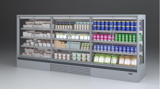 Semi-Vertical Multideck Display Cabinet, Glass Doors, 1650mm