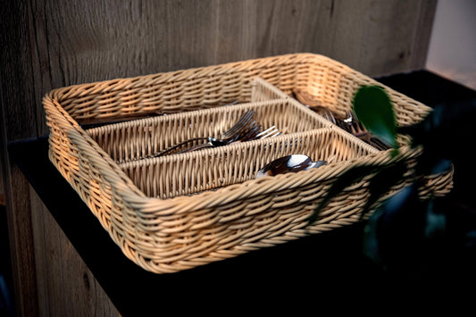 Weaver Pro Cutlery Basket, 400 × 299 mm, Light Beige