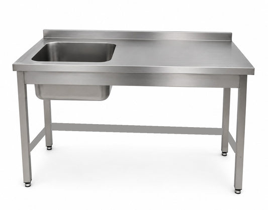 Welded Sink Table, 1-Bowl, 1200×700×1000 mm