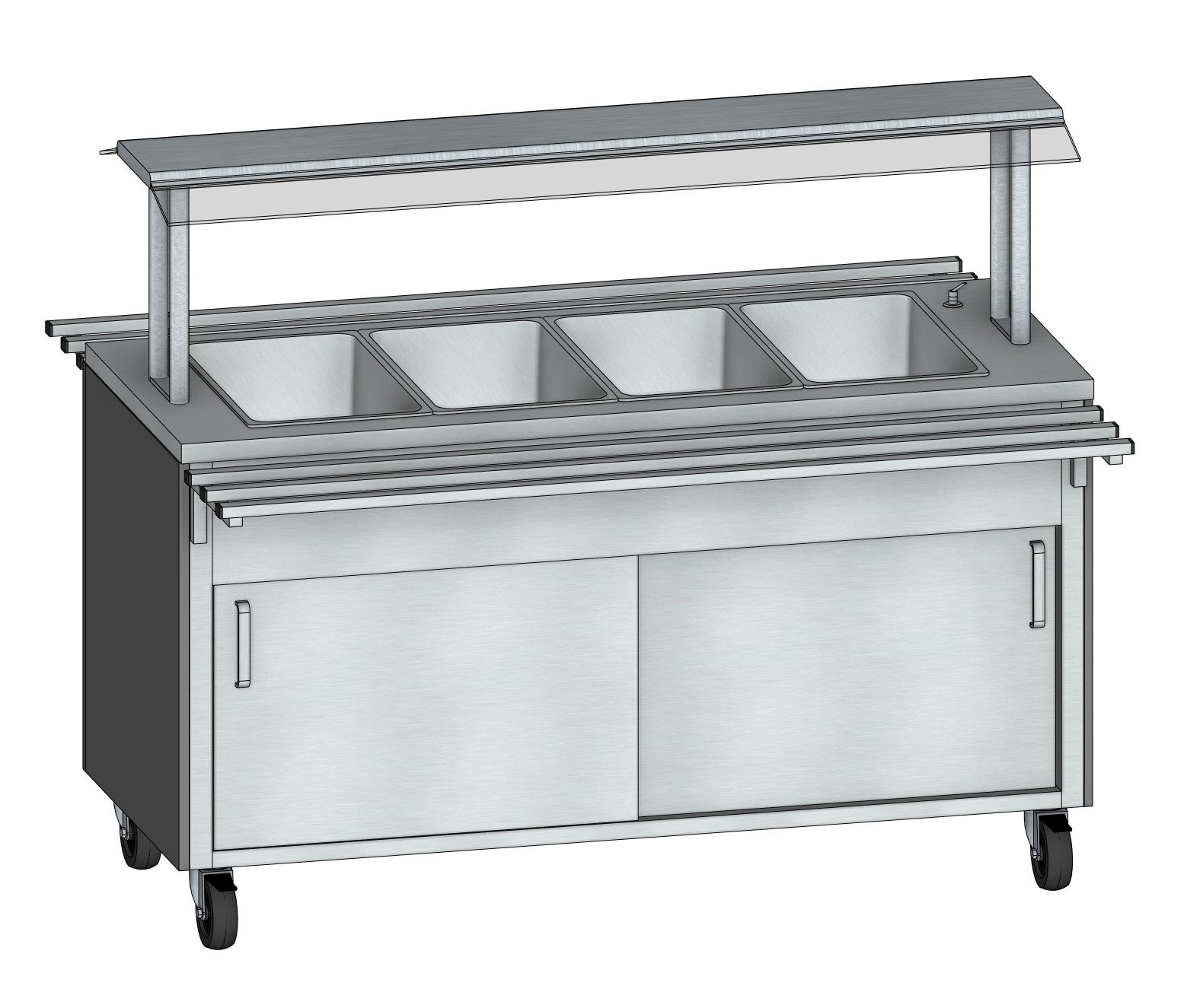 Mobile Hot Bain Marie, 4× GN 1/1, 65-90°C, 3 kW