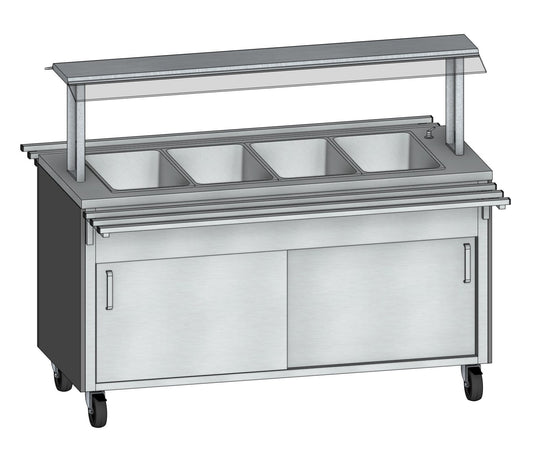 Mobile Hot Bain Marie, 4× GN 1/1, 65-90°C, 3 kW