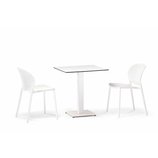 Pedestal Table Base, Steel, White, Adjustable Feet