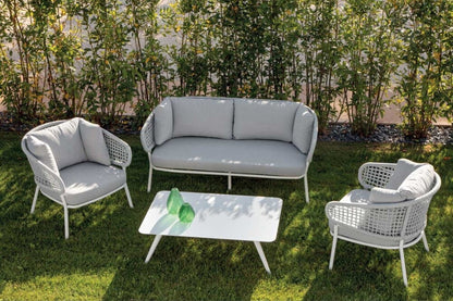 Outdoor Lounge Set, Aluminium & Acrylic Rope, 4 pcs