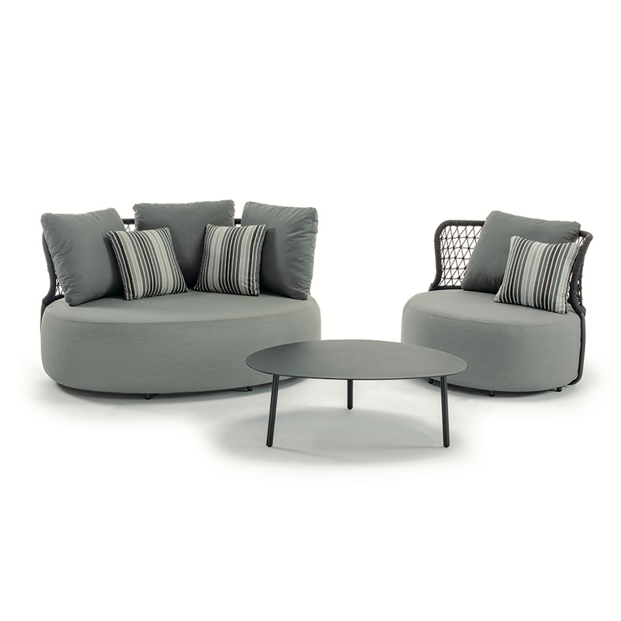 Outdoor Lounge Set, Rope-Wrapped Aluminium, 3 Pcs