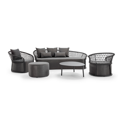 Outdoor Lounge Set, Aluminium, Acrylic Rope, 4 Pcs