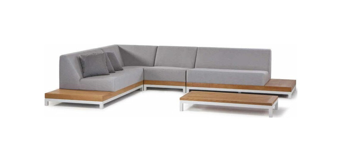 Teak Lux Outdoor Lounge Set, Aluminium & Teak