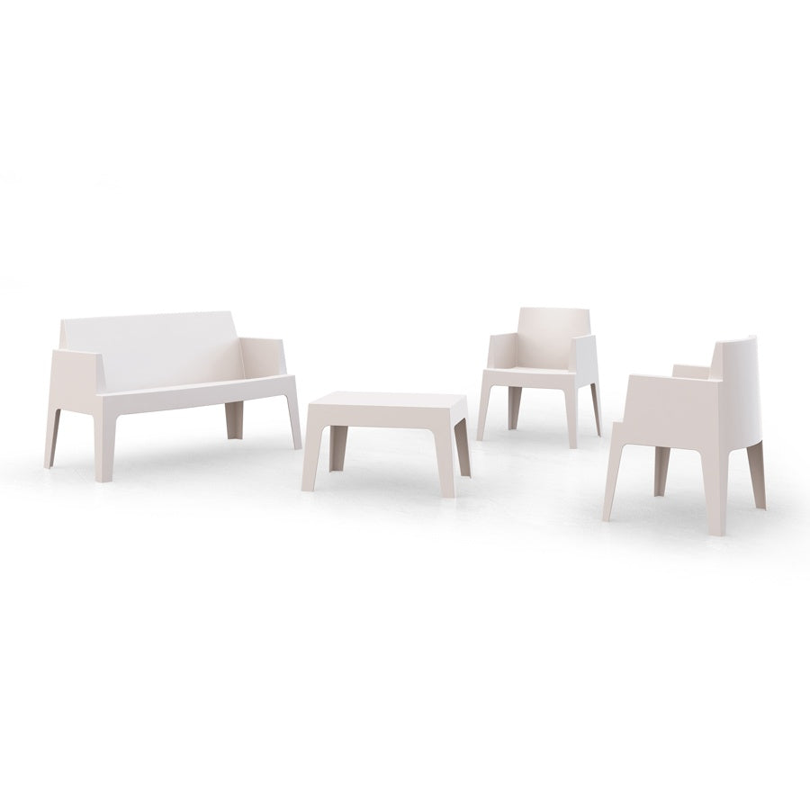 Outdoor Stackable Lounge Set, 2 Armchairs + Sofa + Table