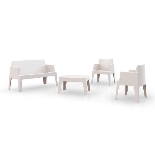 Outdoor Stackable Lounge Set, 2 Armchairs + Sofa + Table